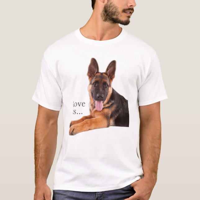 German Shepherd Shepard Dog Mom Dad Love Pet Puppy T-Shirt (Front)