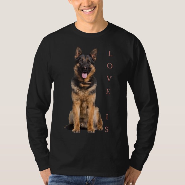 German Shepherd Shepard Dog Mom Dad Love Pet Puppy T-Shirt (Front)