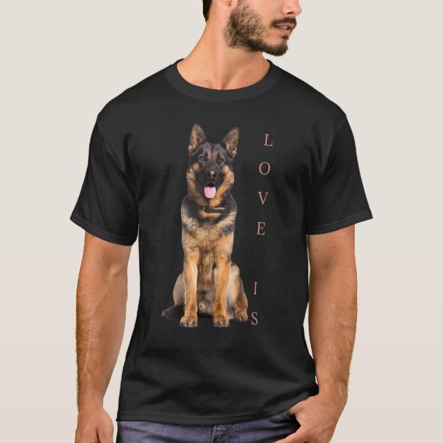 German Shepherd Shepard Dog Mom Dad Love Pet Puppy T-Shirt (Front)