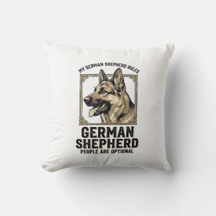 German Shepherd Shirt for Dog Lovers Vintage Engra Throw Pillow