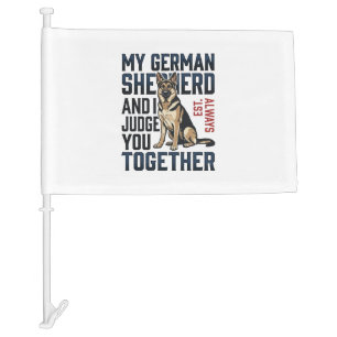 German Shepherd Shirt Funny Dog Lover Vintage Engr Car Flag