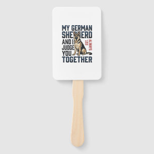 German Shepherd Shirt Funny Dog Lover Vintage Engr Hand Fan