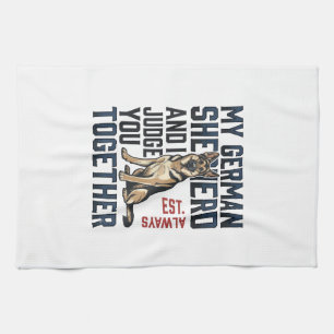 German Shepherd Shirt Funny Dog Lover Vintage Engr Kitchen Towel