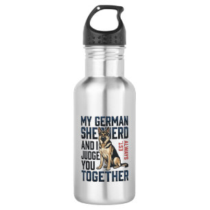 German Shepherd Shirt Funny Dog Lover Vintage Engr Stainless Steel Water Bottle