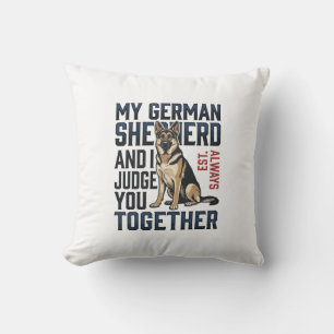 German Shepherd Shirt Funny Dog Lover Vintage Engr Throw Pillow