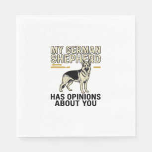 German Shepherd Shirt Funny Vintage Engraving Dog Napkins
