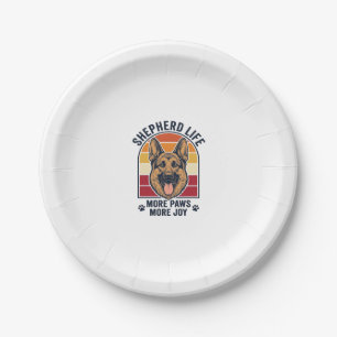 German Shepherd Shirt Retro Engraving Dog Lover Gr Paper Plates