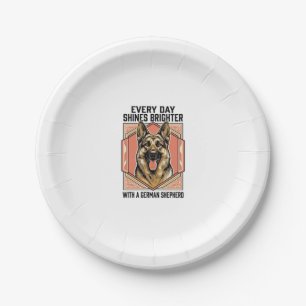 German Shepherd Shirt Vintage Engraving Dog Lover Paper Plates
