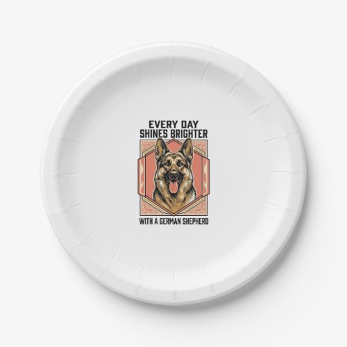German Shepherd Shirt Vintage Engraving Dog Lover Paper Plates