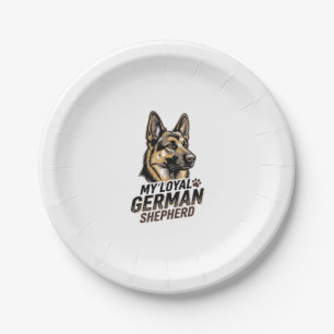 German Shepherd Shirt Vintage Engraving Dog Lover Paper Plates