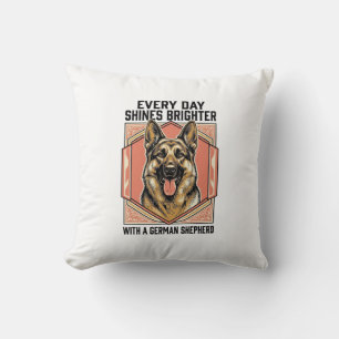 German Shepherd Shirt Vintage Engraving Dog Lover Throw Pillow