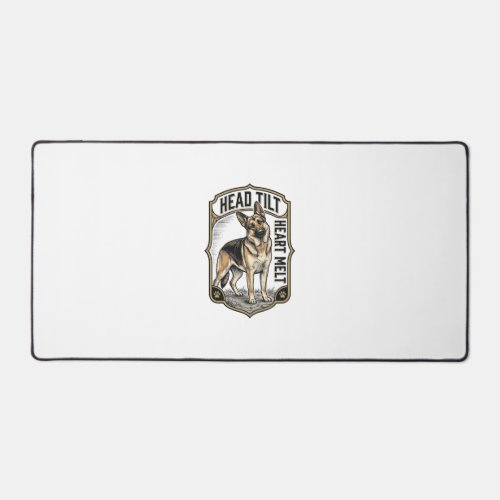 German Shepherd Shirt Vintage Engraving Head Tilt Desk Mat