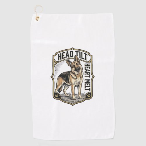 German Shepherd Shirt Vintage Engraving Head Tilt Golf Towel