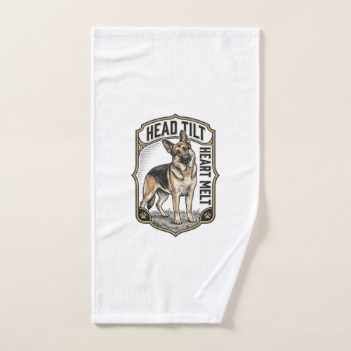 German Shepherd Shirt Vintage Engraving Head Tilt Hand Towel