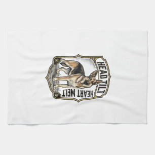 German Shepherd Shirt Vintage Engraving Head Tilt Kitchen Towel