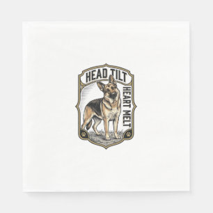 German Shepherd Shirt Vintage Engraving Head Tilt Napkins