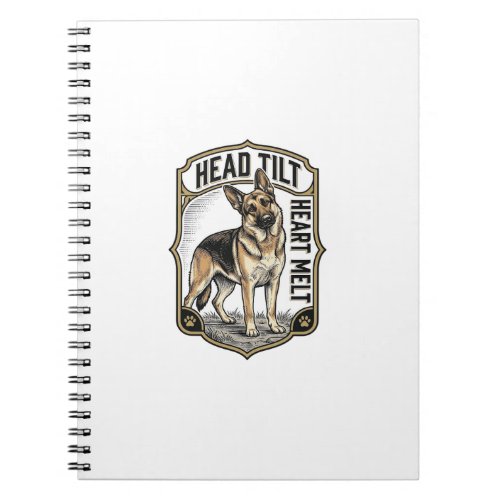 German Shepherd Shirt Vintage Engraving Head Tilt Notebook