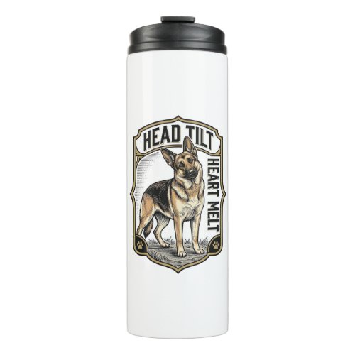 German Shepherd Shirt Vintage Engraving Head Tilt Thermal Tumbler