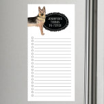 German Shepherd Shopping List  Magnetic Notepad<br><div class="desc">Adorable things to fetch German Shepherd dog with a black chalkboard frame personalized with your name.</div>