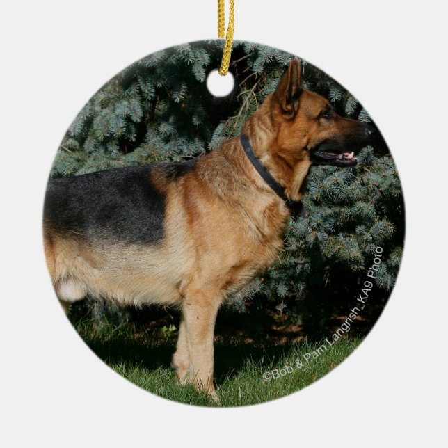 German Shepherd Show Stand Ceramic Ornament (Front)