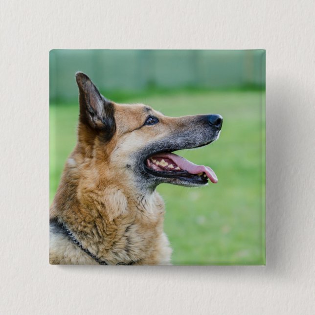 German Shepherd Side Portrait Button (Front)