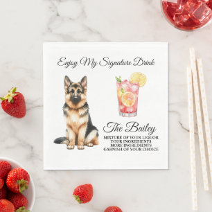 German Shepherd Signature Drink Wedding Pet Napkins
