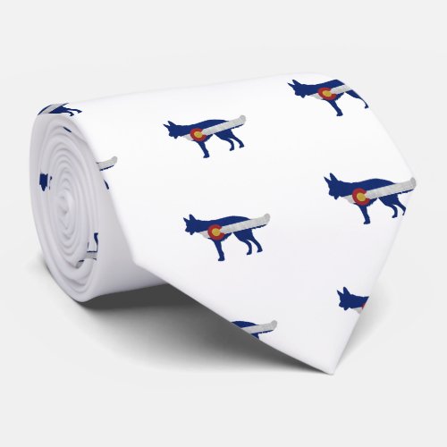 German Shepherd Silhouette Colorado Flag Neck Tie