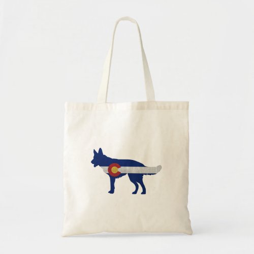 German Shepherd Silhouette Colorado Flag Tote Bag