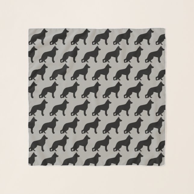 German Shepherd Silhouettes Pattern Scarf (Front)