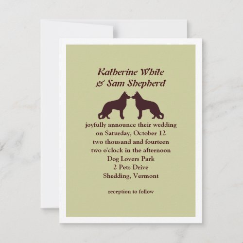 German Shepherd Silhouettes Wedding Invitation