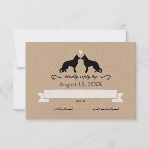 German Shepherd Silhouettes Wedding RSVP Reply