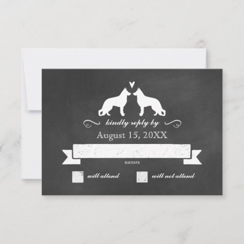 German Shepherd Silhouettes Wedding RSVP Reply