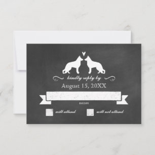 German Shepherd Silhouettes Wedding RSVP Reply Card