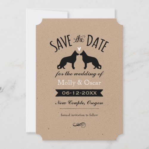 German Shepherd Silhouettes Wedding Save the Date