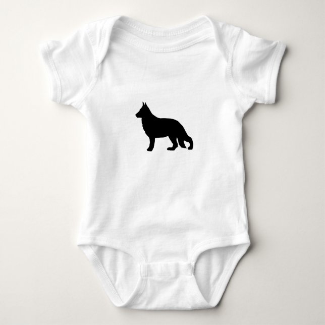 german shepherd silo black baby bodysuit (Front)
