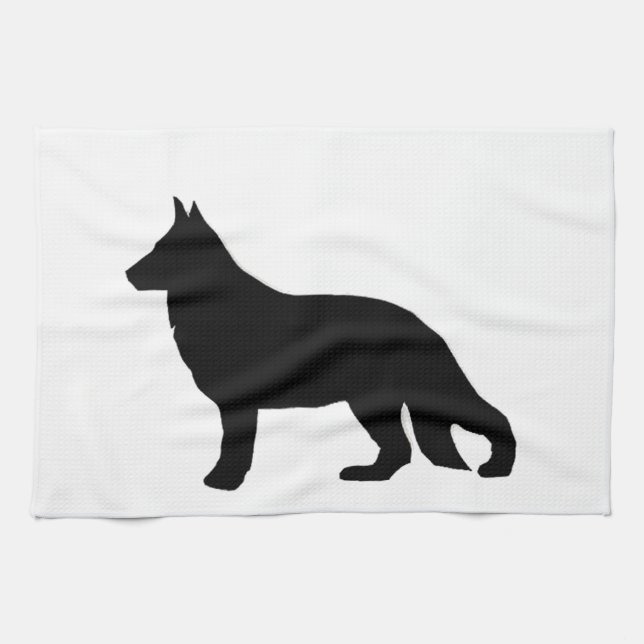german shepherd silo black kitchen towel (Horizontal)