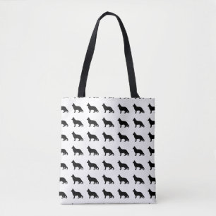 german shepherd silo black tote bag