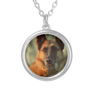 German Shepherd Silver Plated Necklace