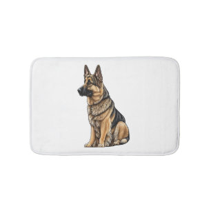 German Shepherd Sitting Bath Mat