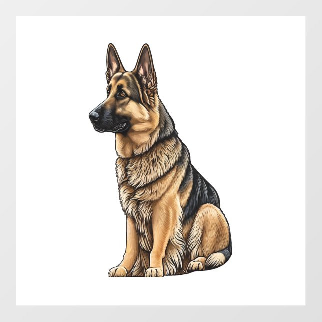 German Shepherd Sitting  Floor Decals (Front)