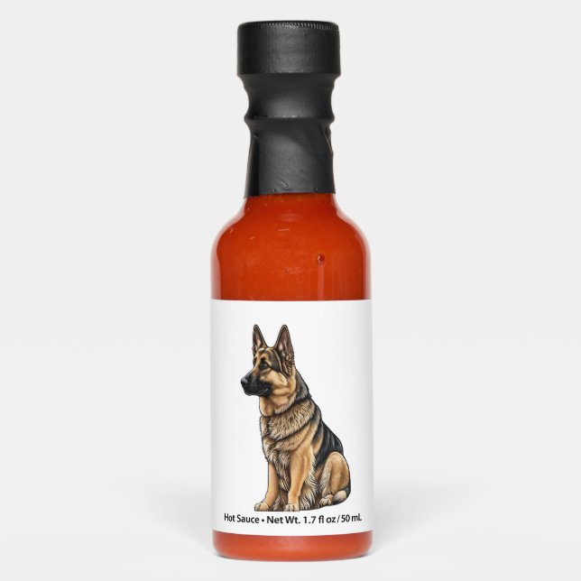 German Shepherd Sitting  Hot Sauces (Front)