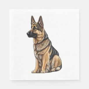 German Shepherd Sitting Napkins