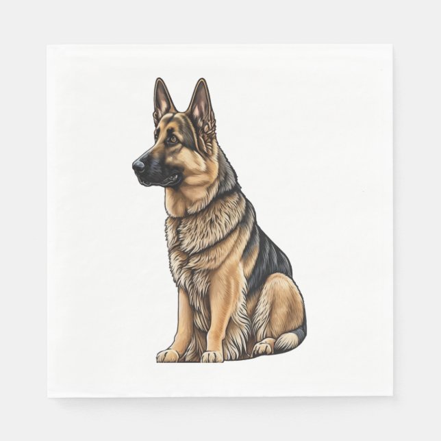 German Shepherd Sitting  Napkins (Front)