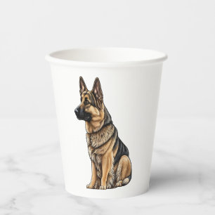 German Shepherd Sitting Paper Cups