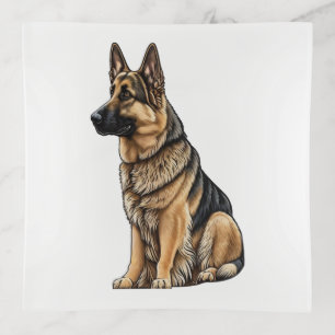 German Shepherd Sitting Trinket Tray