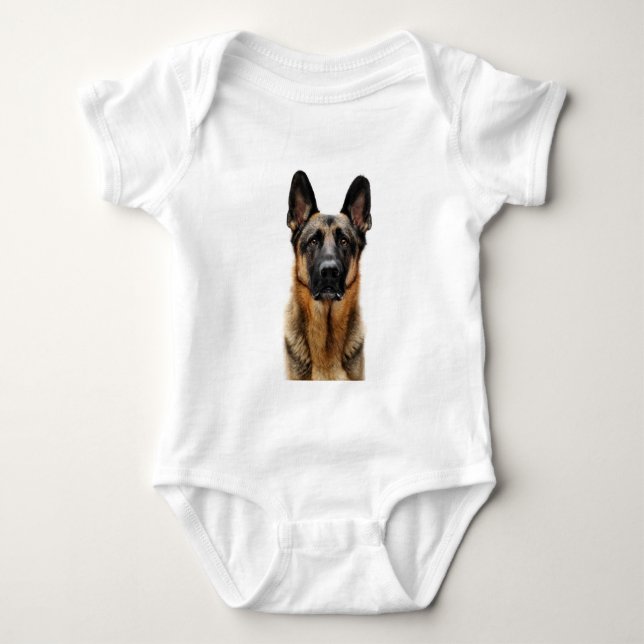 German Shepherd Sitting Up Baby Bodysuit (Front)