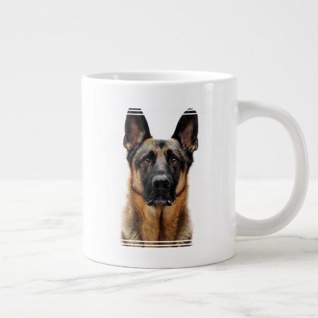 German Shepherd Sitting Up Giant Coffee Mug (Right)