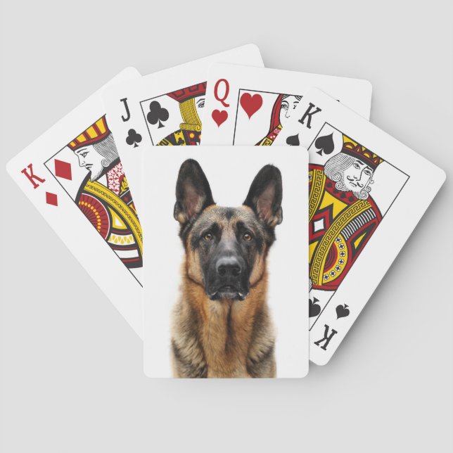 German Shepherd Sitting Up Poker Cards (Back)