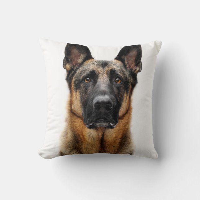 German Shepherd Sitting Up Throw Pillow (Front)