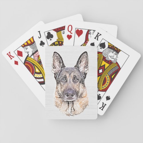 German Shepherd Sketched Dog Art Poker Cards